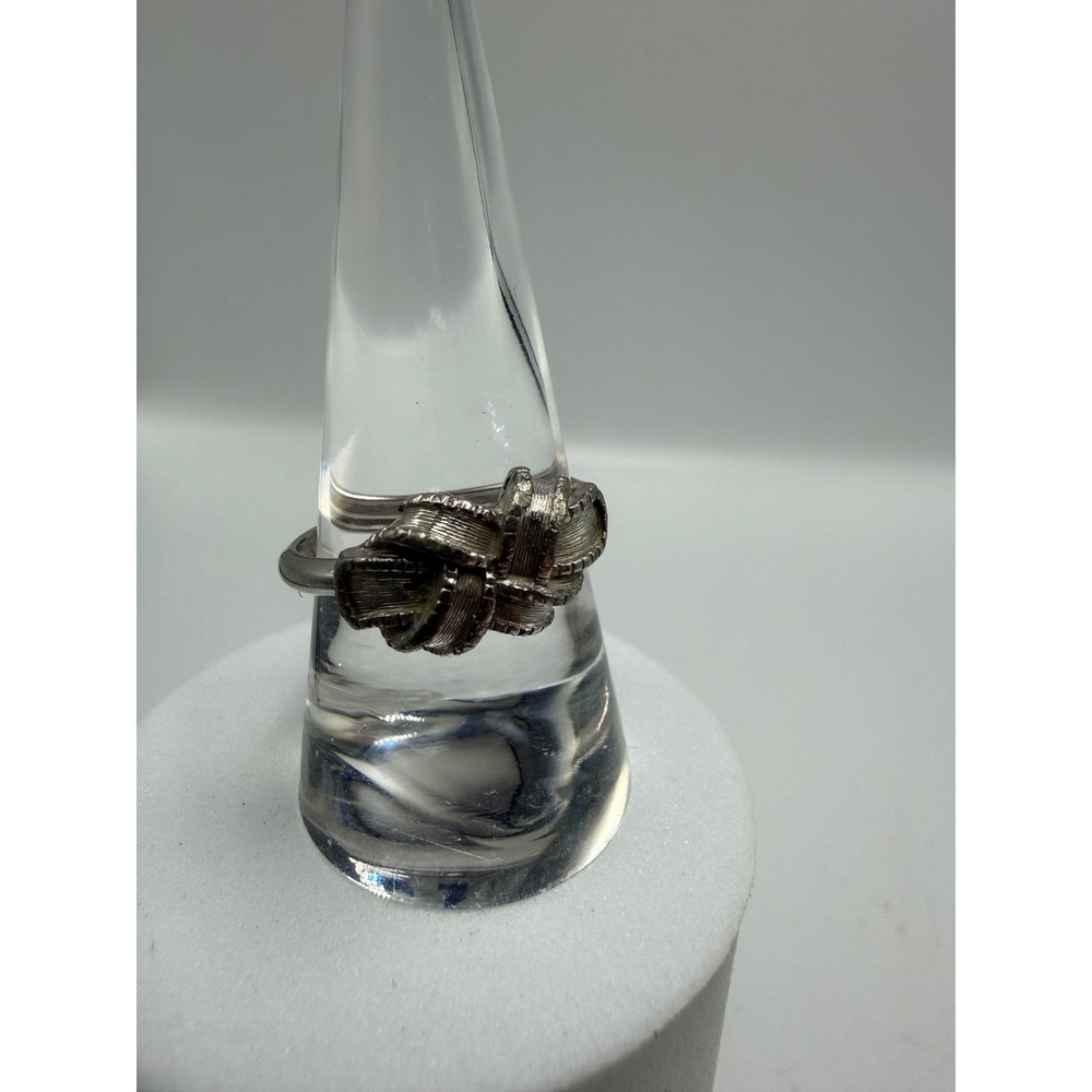 Vintage Avon Silver Tone Textured Love Knot Statement Ring Size 9